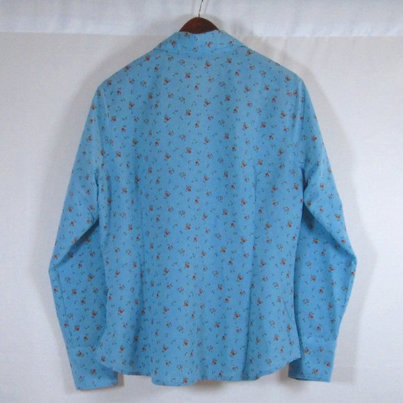 Levi's Womens Blue w\ Red Floral Print Long Sleeve Jasper Blouse Size M … - Picture 2 of 7